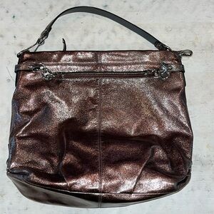 COACH F16618 Brooke Metallic pewter  Leather Hobo Shoulder Bag/Tote